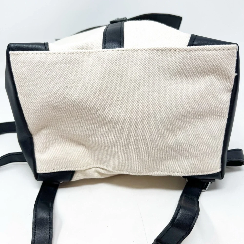 DEUX LUX OFF-WHITE CANVAS VEGAN BLACK LEATHER BACKPACK